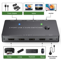 USB Splitter Switch USB HUB USB-C to HDMI-compatible KVM switch dock station Screen Sharing network switch KVM Splitter Extender