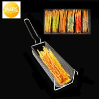 French Fries Basket Stainless Steel Fryer Potato Chips Frying Baskets Strainer Cooking Long Fries Kitchen Colander Holders Tools