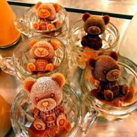 3D Ice Cube Maker Teddy Bear Shape Chocolate Cake Mould Tray Ice Cream DIY Tool Whiskey Wine Cocktail Silicone Mold