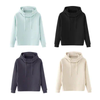 Tesco Solid Winter New Hoodies Loose Full Sleeve Hooded Shirt Drawstring Design Sweatshirts Streetwear Korean Popular Clothes