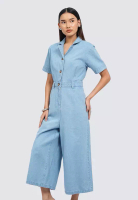 et cetera Short Sleeve Denim Jumpsuit LT. BLUE