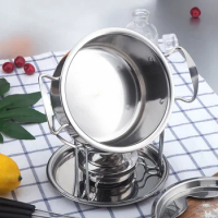 10-Piece Set Stainless Steel Cheese Ice Cream Chocolate Hot Pot Melting Pot Fondue Set Kitchen Accessories for Home Buffet Party