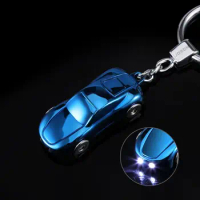 Blue LED Key Chain Flashlight Jobon Zinc Alloy Car Keychain with 2 Modes LED Light