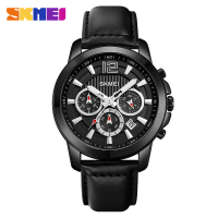 Jam Tangan Analog Pria SKMEI 1989 Chronograph Leather Strap Date Water Resist Original