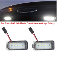 2Pcs License Plate Light 12V LED Number Signal Light For Focus DA3 DYB Fiesta C-MAX Mondeo Kuga Galaxy S-Max ABS Plastic