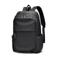 New Leather Film Backpack Men's Water-repellent Commuter Backpack Large-capacity Student Schoolbag