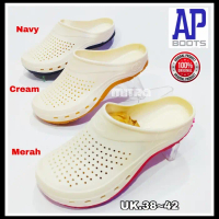 SEPATU SANDAL AP CLOGS SANDAL KARET SENDAL SLOP UK.39~42 ORI MURAH - Sol Cream, 39