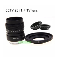 25mm F1.4 CCTV TV Movie lens + C Mount for Nikon 1 AW1 S2 j5 J4 J3 J2 J1 V3 V2 V1 C-NI C-Nikon 1