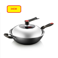 大鐵鍋（34CM無凃層雙耳+立蓋） 