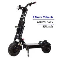 FLJ K6 13inch Wheels Electric Scooter with 6000W/60V 85km/h 90-120km range Dual motor Fat tire kick scooter adult foldableE Bike