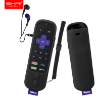 For Roku Ultra Remote Control Case SIKAI Silicone Protective Cover Power Button Shockproof Anti-Slip Anti-Lost with Hand Strap