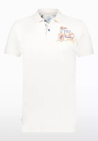 A Fish Named Fred Men White Polo with Iconic Scooter Logo
