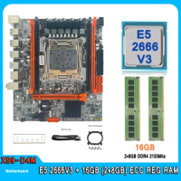 Kit Xeon X99 D4M Motherboard LGA 2011-3 Kit Xeon E5 2666 V3 CPU With 2pcs 8GB DDR4 2133MHZ ECC REG Memory 2666V3 Motherboard Set