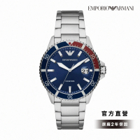 【EMPORIO ARMANI 官方直營】Diver 海浪征服者系列手錶 銀色不鏽鋼錶帶 42MM AR11339