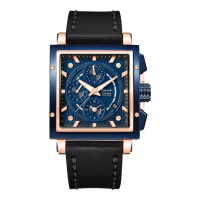 Alexandre Christie Alexandre Christie 6182 Rosegold Kulit Hitam Ring Biru Cowok