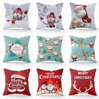 Home Decoration Christmas Santa Claus Smok Snow Wood Puppet Pillow House Polyester Cushion Cushion Cushion funda de almohada