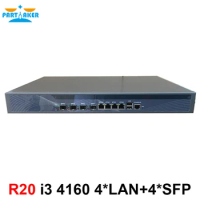Firewall appliance 1U network router with 4* intel 1000M 82574L Gigabit LAN 4* SPF Intel Core i3 4130 3.4Ghz ROS 8G RAM 64G SSD