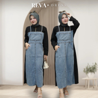 Reva Midi Dress - Gaun Jeans Nyaman Wanita Casual Hitam
