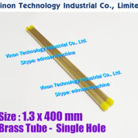 (100PCS/LOT) 1.3x400MM EDM Brass Tube Single Hole, Brass EDM Tubing Electrode Tube Single Channel, Diameter 1.3mm, 400mm Long