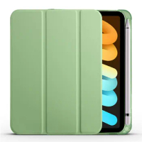 For Apple iPad mini 6 2021 Case with Pencil Holder Folding Stand Magnetic Smart Cover for iPad i Pad mini 6 mini6 Case Cute Pink