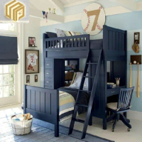 American style solid wood children's bed bedroom multi-function double decker bed customized