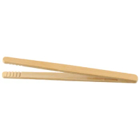 2Pcs Bamboo Wood Wooden Food Toast Salad Tongs Toaster Bacon Sugar Ice Tea Tong Anti Heat Kitchen Cooking Bread Barbecue Clip