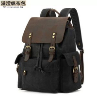 瘋馬皮背囊｜過蠟帆布包｜戶外運動雙肩包｜學生書包｜亞馬遜熱賣｜男女通用登山包｜大容量旅行包｜復古機能背包