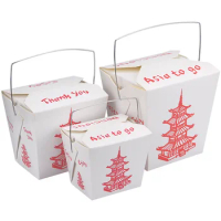 High quality portable packing box fried chicken pasta lunch container fried rice sushi salad fast food red Chinese food