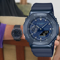 【CASIO 卡西歐】G-SHOCK 農家橡樹 時尚金屬八角雙顯腕錶 母親節 禮物(GM-2100N-2A)