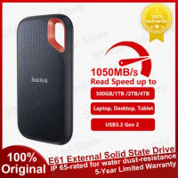 SanDisk Original E61 Extreme Portable SSD 1TB 2TB 4TB USB 3.2 Gen 2 Type C External Solid State Drive Storage Disk Mobile SSD
