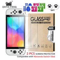 DATA FROG 2PCS Tempered Screen Film Protector Compatible-Nintendo Switch OLED Glass Protective Film For Switch Accessories
