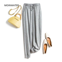 MOINWATER Women New Casual Pants Lady Terry Sports Trousers Female Black Gery Long Pants MP2002