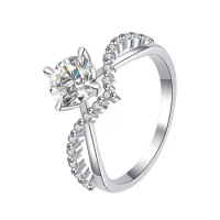 Moissanite Zircon Ring Ladies 925 Sterling Silver Diamond Ring Gold Plated Heart Princess Crown Good Quality