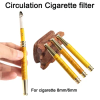 Wood and metal For 6mm 8mmn Cigarette Holder Reusable Tar Filtration Tobacco Filter Portable Straight Smoking Pipe men Gilfts