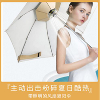 快速出貨-遮陽傘晴雨傘照明防曬防紫外線風扇傘手動反向摺疊傘