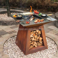 Barbecue Grill Corten Steel Fire Table For Camping