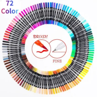72 Color Dual Brush Art Markers Pen Fine Tip and Great for Adult Coloring Books Calligraphy Lettering Supplies