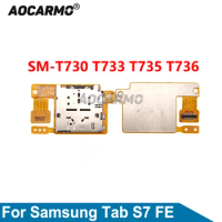 Aocarmo For Samsung Galaxy Tab S7 FE 5G 4G T733 T735 T730 T736B Sim Card Reader Holder Flex Cable Repair Parts