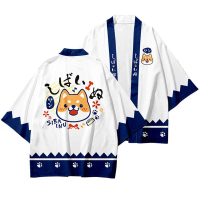 Bộ Áo Sơ Mi Và Quần Short Kimono, In 3D Shiba Inu Dễ Thương, Phong Cách Yukata Kimono Nhật Bản, Dành