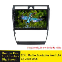 9 Inch 2Din Car Stereo Radio Fascia for Audi A6 C5 2002-2006 Dashboard Video DVD Player Panel Frame 