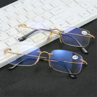 Unisex Frameless Reading Glasses Anti-UV Blue Rays Presbyopia Eyeglasses Ultra Light Diamond-cut Far Sight Glasses Vision Care