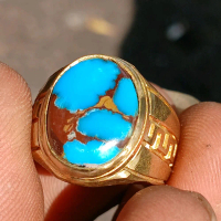 Cincin Batu Pirus Hubei Urat Ceplok Asli Natural Kualitas Super Harga Murah