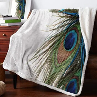 Peacock Feather White Blankets Winter Warm Cashmere Blanket Office Sofa Soft Throw Blanket Kids Bed Bedspread