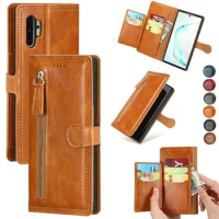 Luxury Zipper Leather Case for Samsung Galaxy S24 Ultra S 23 S21 S23 24 S20 FE Note 20 S22 S10 A12 A71 Coque A55 A35 A25 A15 5G