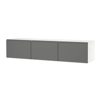 BESTÅ 電視櫃附門板, 白色/västerviken 灰色, 180x42x38 公分