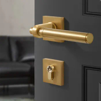 Chinese High-end Pure Copper Door Handle Lock Bedroom Security Door Locks Indoor Mute Split Lockset Furniture Hardware Supplies