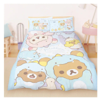 【享夢城堡】雙人床包兩用被套四件組(拉拉熊Rilakkuma 恐龍變裝趴-藍)