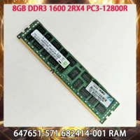 8GB DDR3 1600 2RX4 PC3-12800R 8G 647651-571 682414-001 PC Server Memory Works Perfectly Fast Ship Original Quality