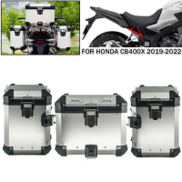 Motorcycle Aluminum Side Pannier Luggage Top Case Tool Box Storage Rear Trunk With Bracket Rack For Honda CB400X 2019-2021 2022