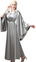 Solid Color Sleepwear Robe Lace Up Peignoirs For Women Pajama Flare Sleeves Bathrobes Female Nightwear Elegant Loungewear